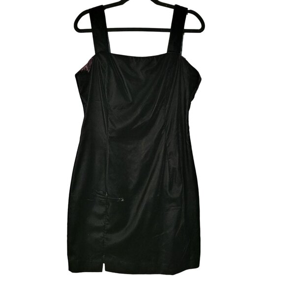 Vintage 90s Y2K sz 8 Square Neck Sleeveless Scott McClintock Black Velvet Dress - Picture 1 of 6